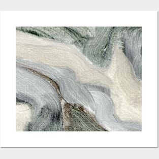 Abstract Oil Painting Linen Greenish Gray 1c8 Posters and Art